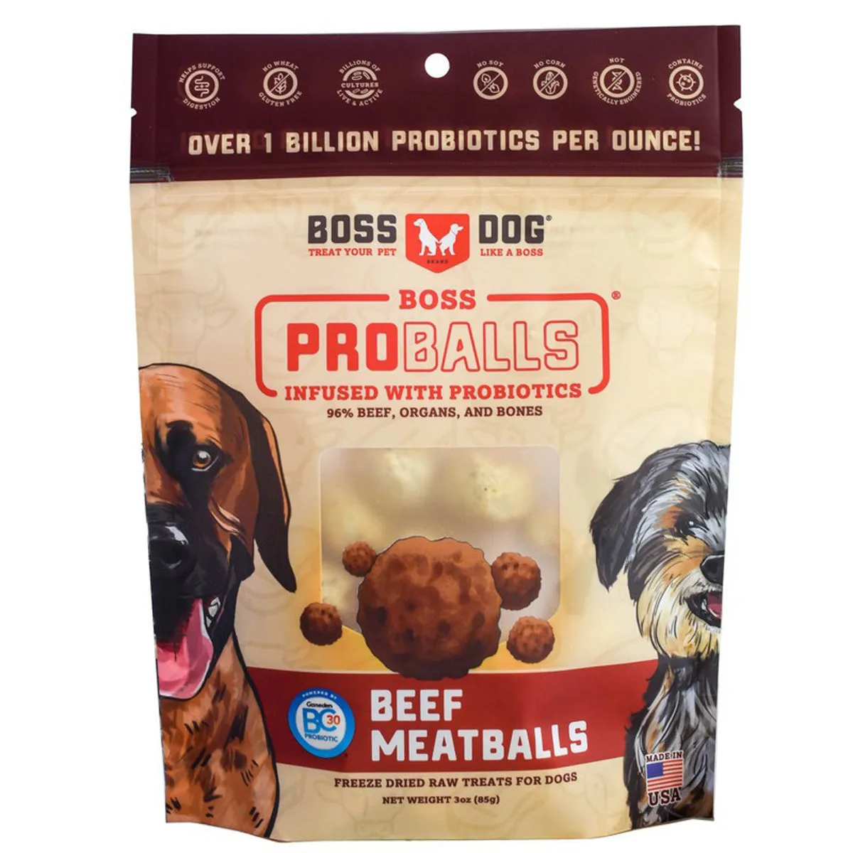 Boss Dog PROBALLS Beef Meatball Freeze Dried Dog Treats 3oz
